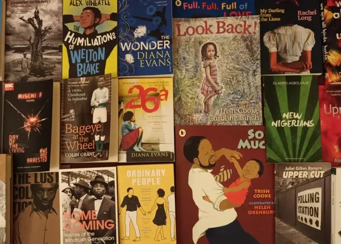 An image featuring the book jackets of a variety of publications written by Black authors